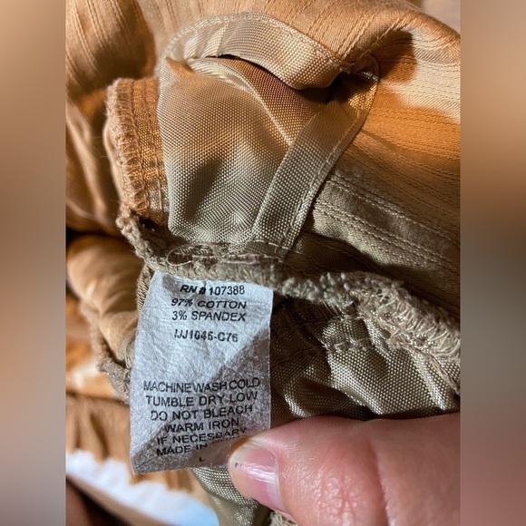 Six Degrees Of Separation Tan Blazer Blouse Button Up Ruffle Back Rough Hem Larg - Picture 6 of 7